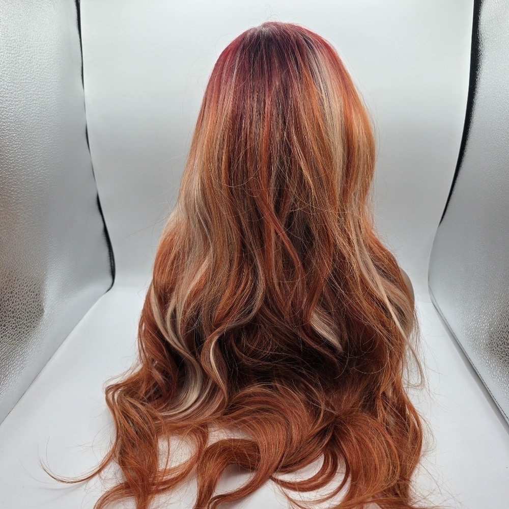 Chelsey Smith Crowns Cosmetics Cayenne Luxe Red & Blonde Wavy Lace Front Wig - Picture 4 of 11